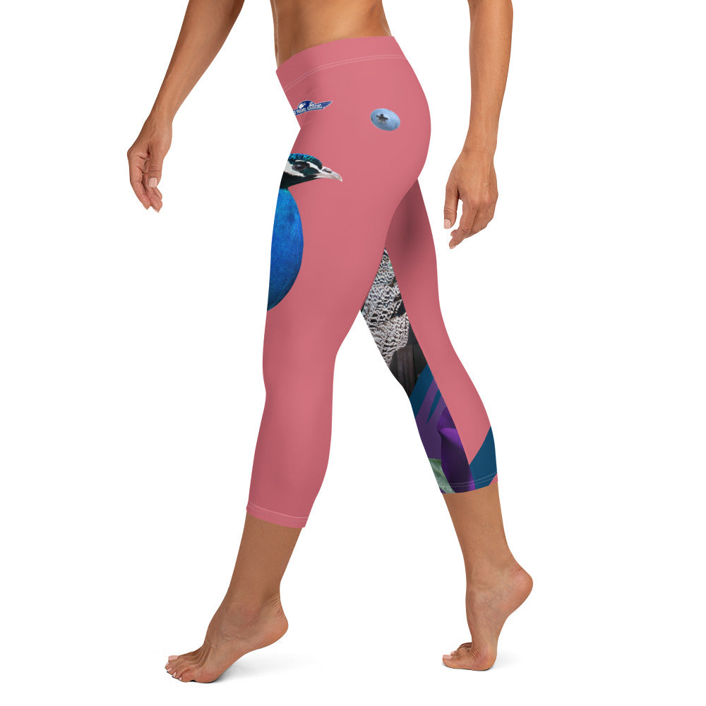 Cabaret Pink Peacock Midi Leggings