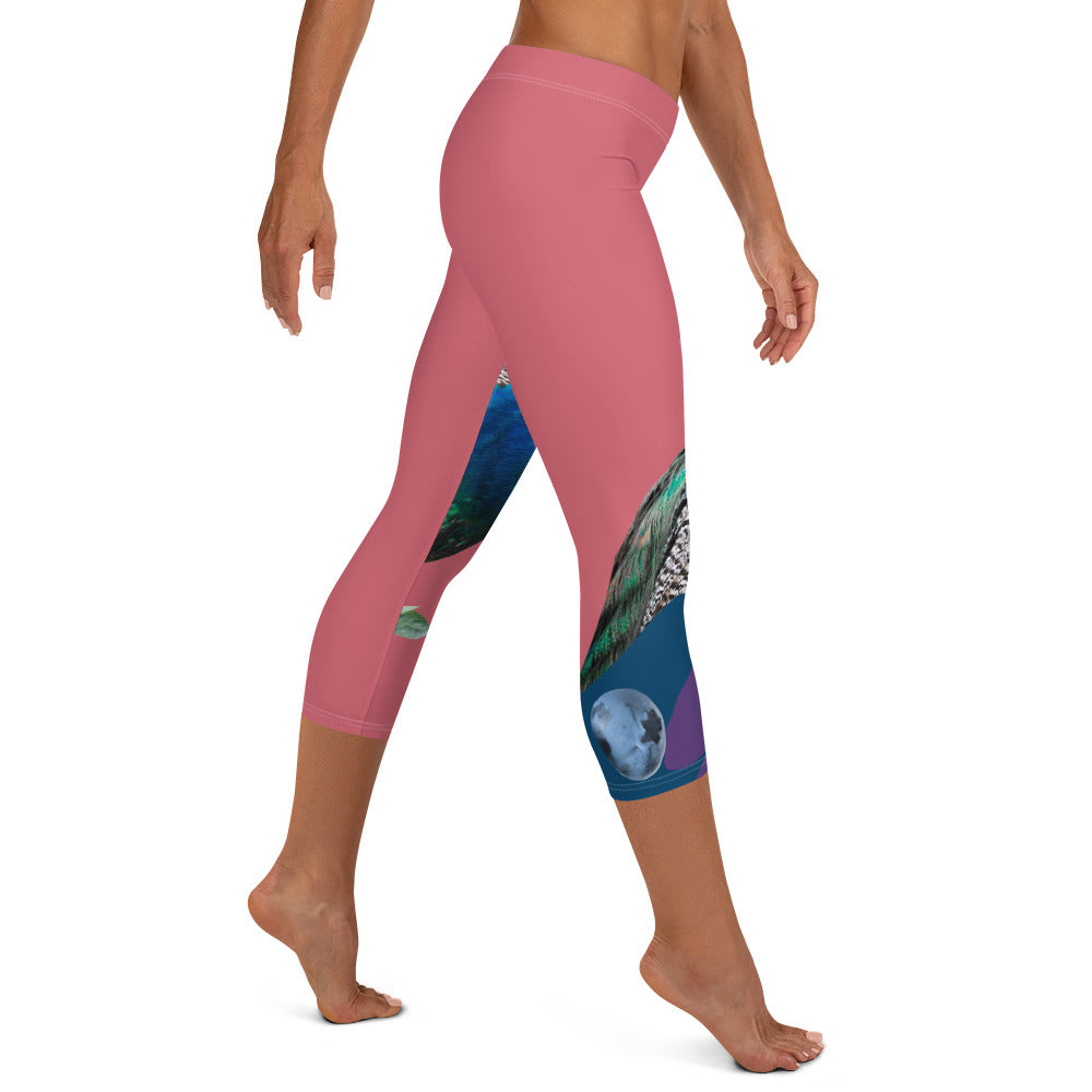 Cabaret Pink Peacock Midi Leggings