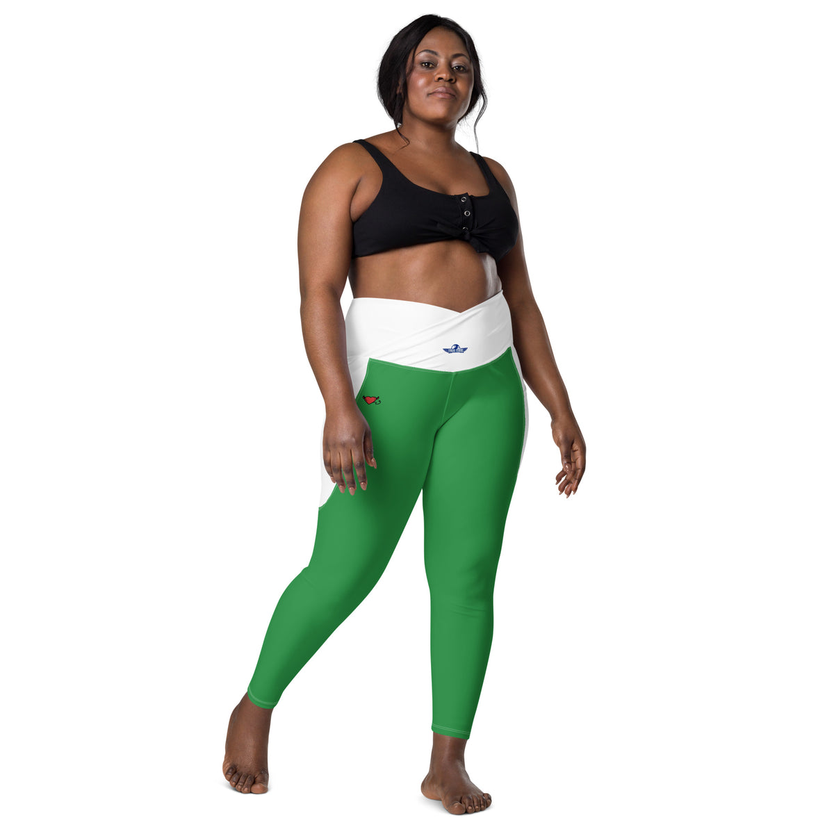 Sea Green Crossover leggings with pockets