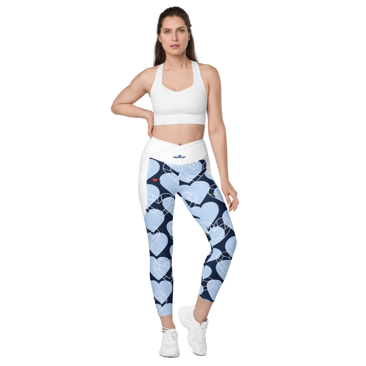 Blue Hearts Crossover leggings with pockets