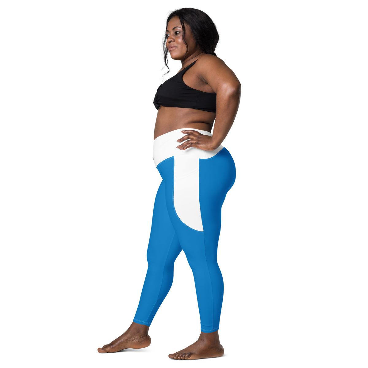 Royal Blue & White Crossover leggings with pockets