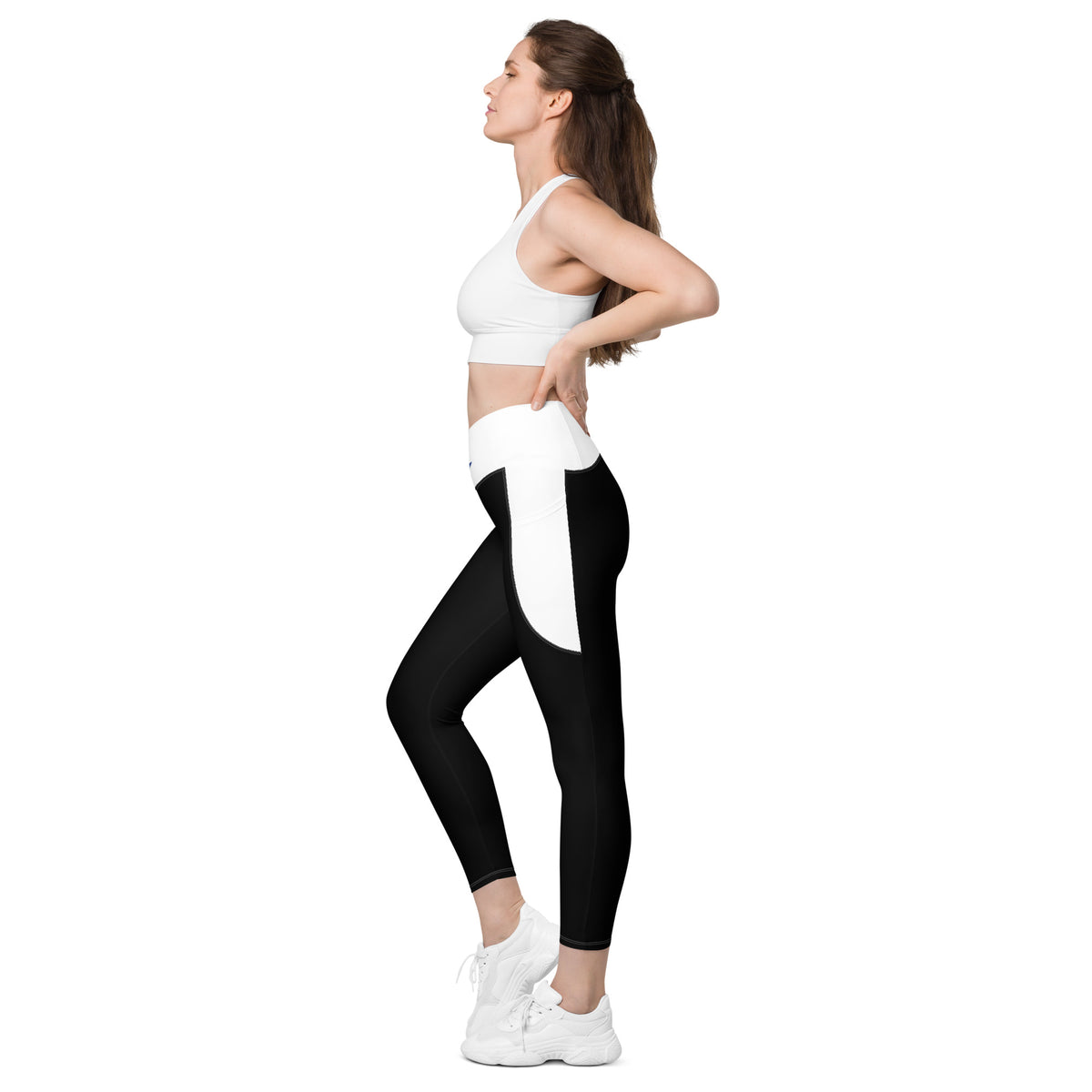 Black & White Crossover leggings with pockets