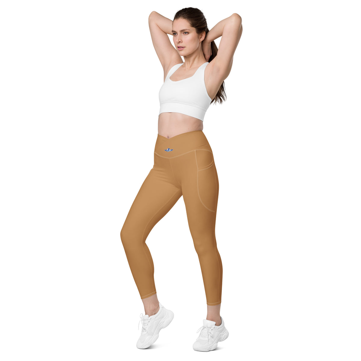Nude Crossover Leggings with Pockets