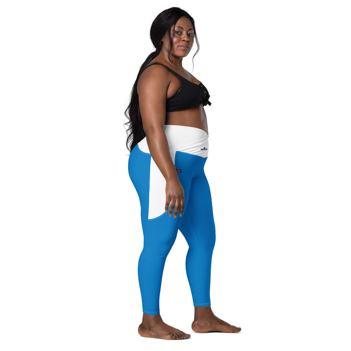 Royal Blue & White Crossover leggings with pockets