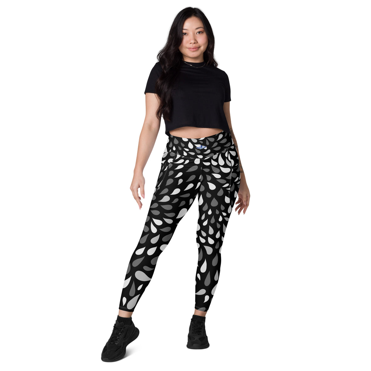 Abstract Black & Grey Tears Leggings with Pockets