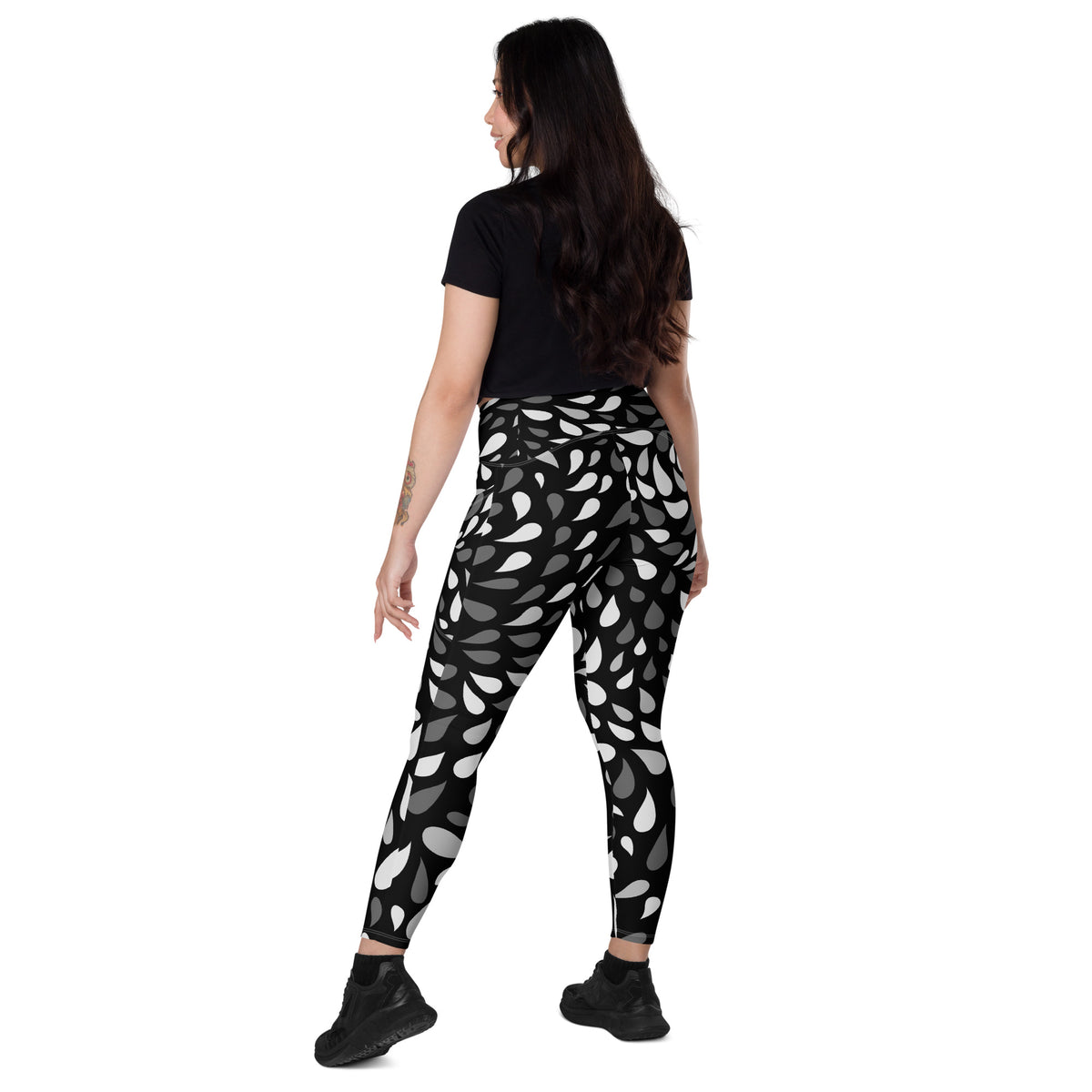 Abstract Black & Grey Tears Leggings with Pockets