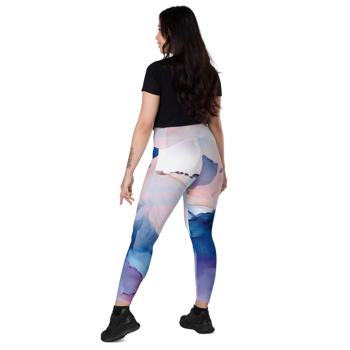 Blue & Pink Clouds Leggings with Pockets