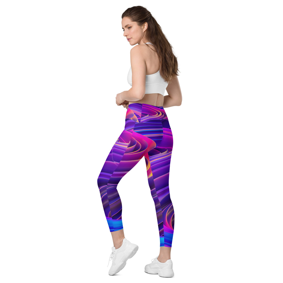 Purple Psychedelic Leggings with Pockets