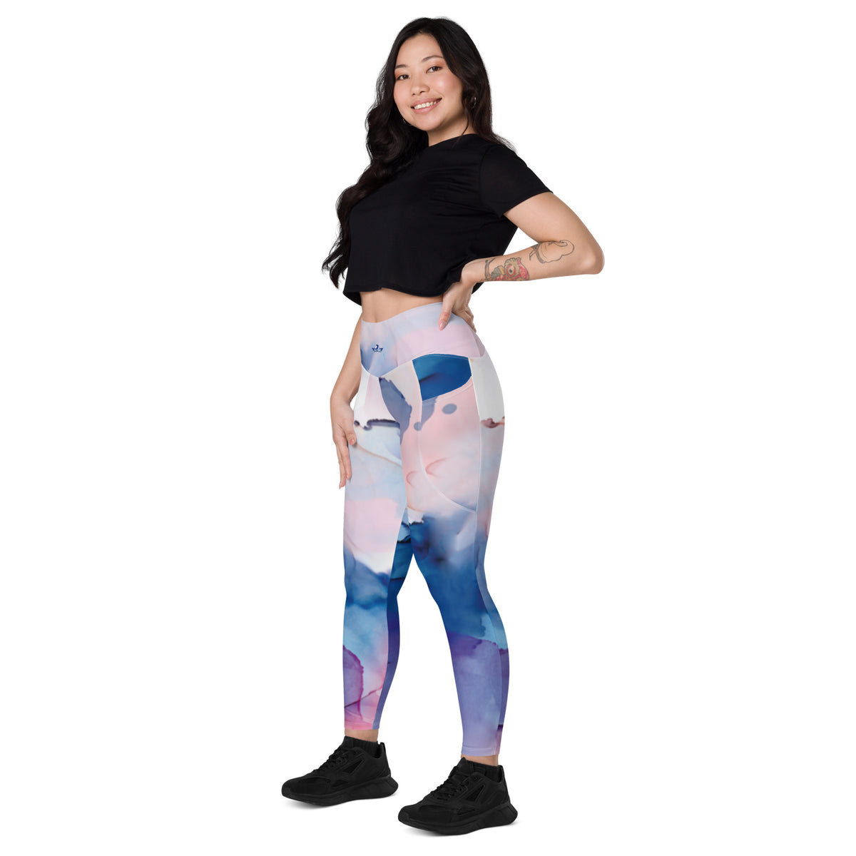 Blue & Pink Clouds Leggings with Pockets