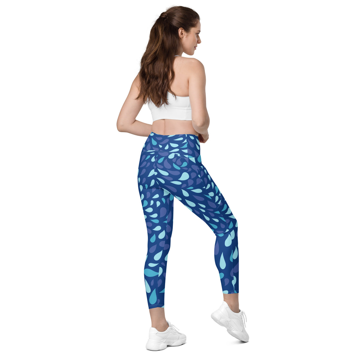 Abstract Blue Tears Leggings with Pockets