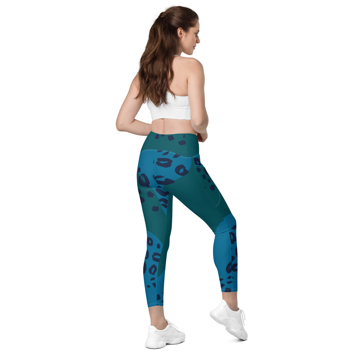 Blue Spotted Clouds Leggings with Pockets