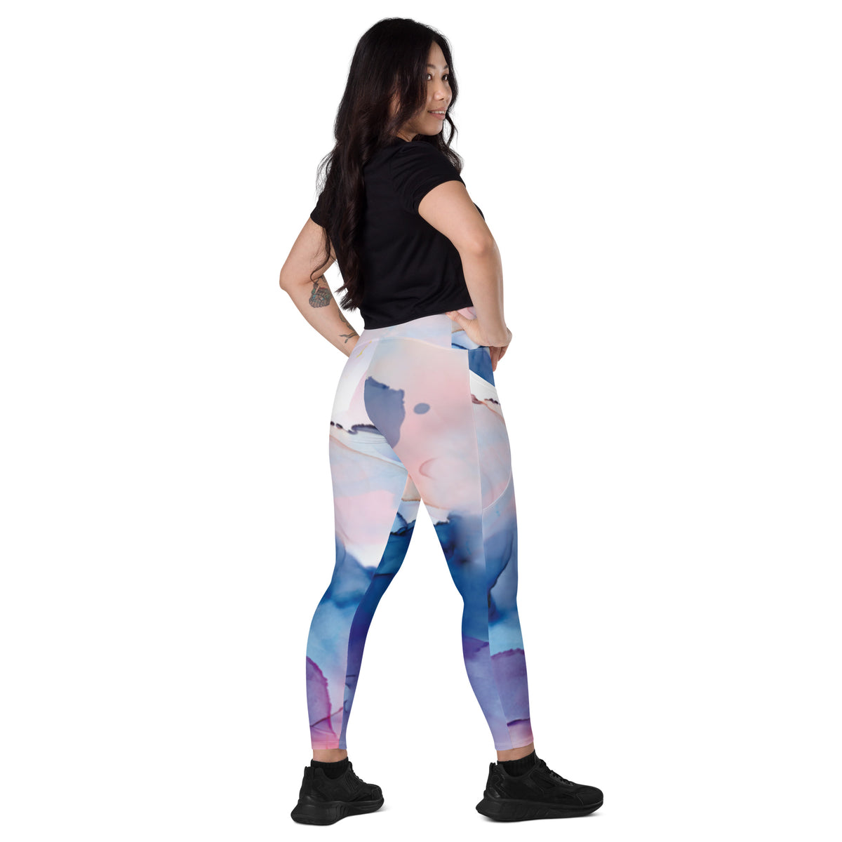 Blue & Pink Clouds Leggings with Pockets