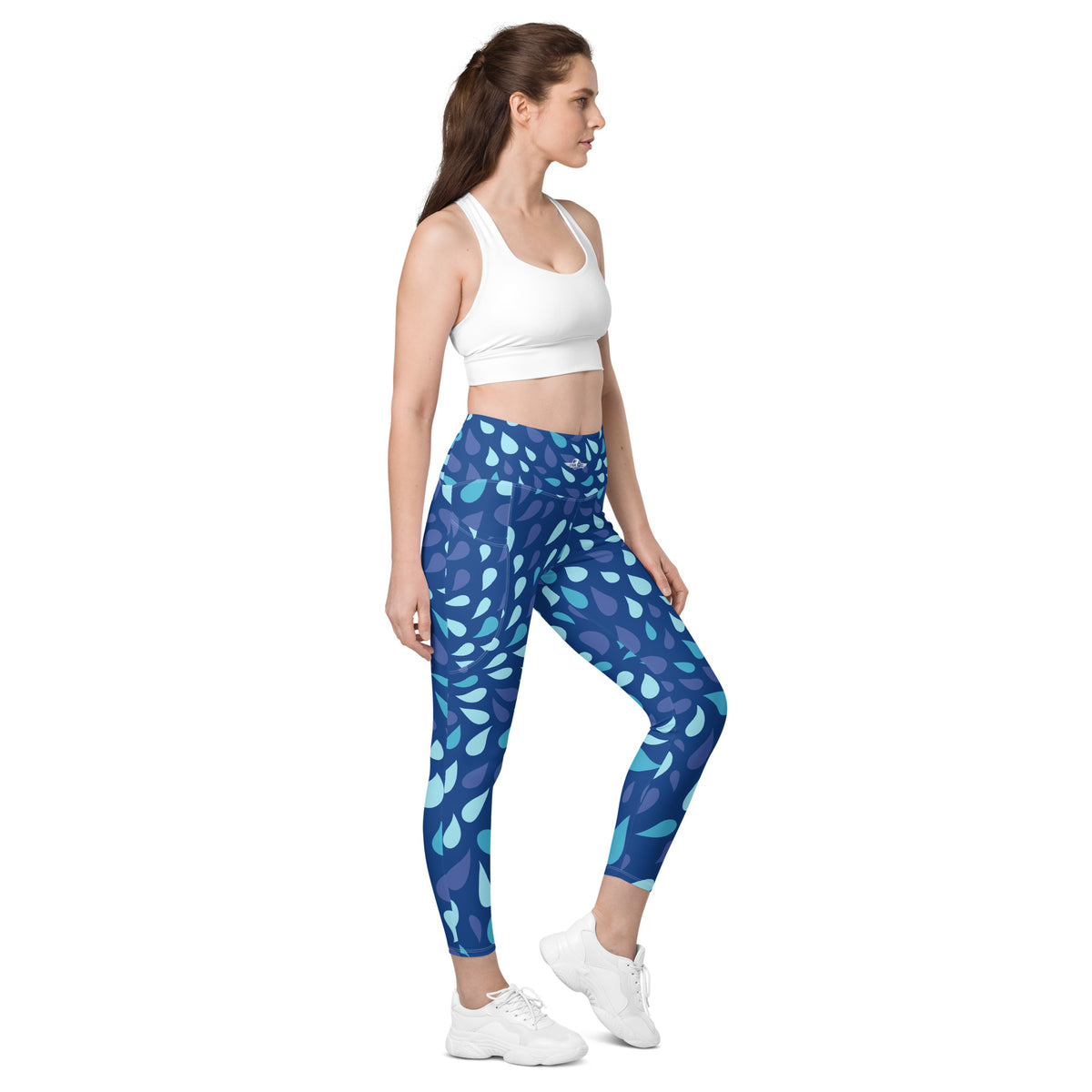 Abstract Blue Tears Leggings with Pockets