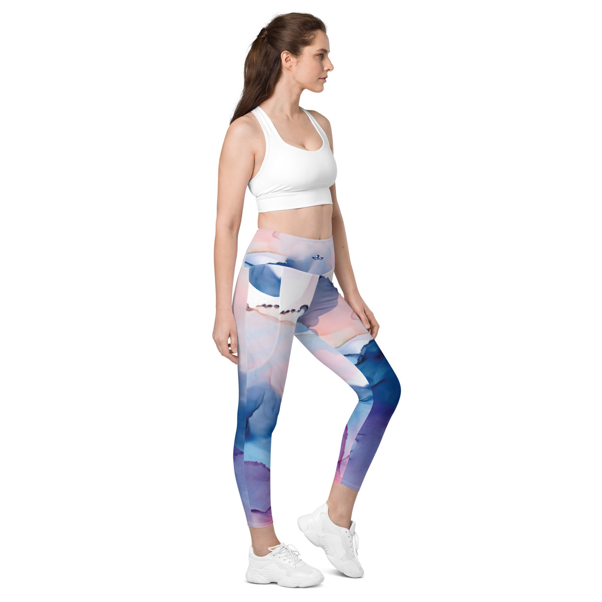 Blue & Pink Clouds Leggings with Pockets