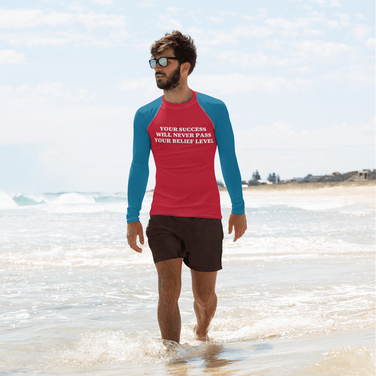 Blue & Red Men's Rash Guard