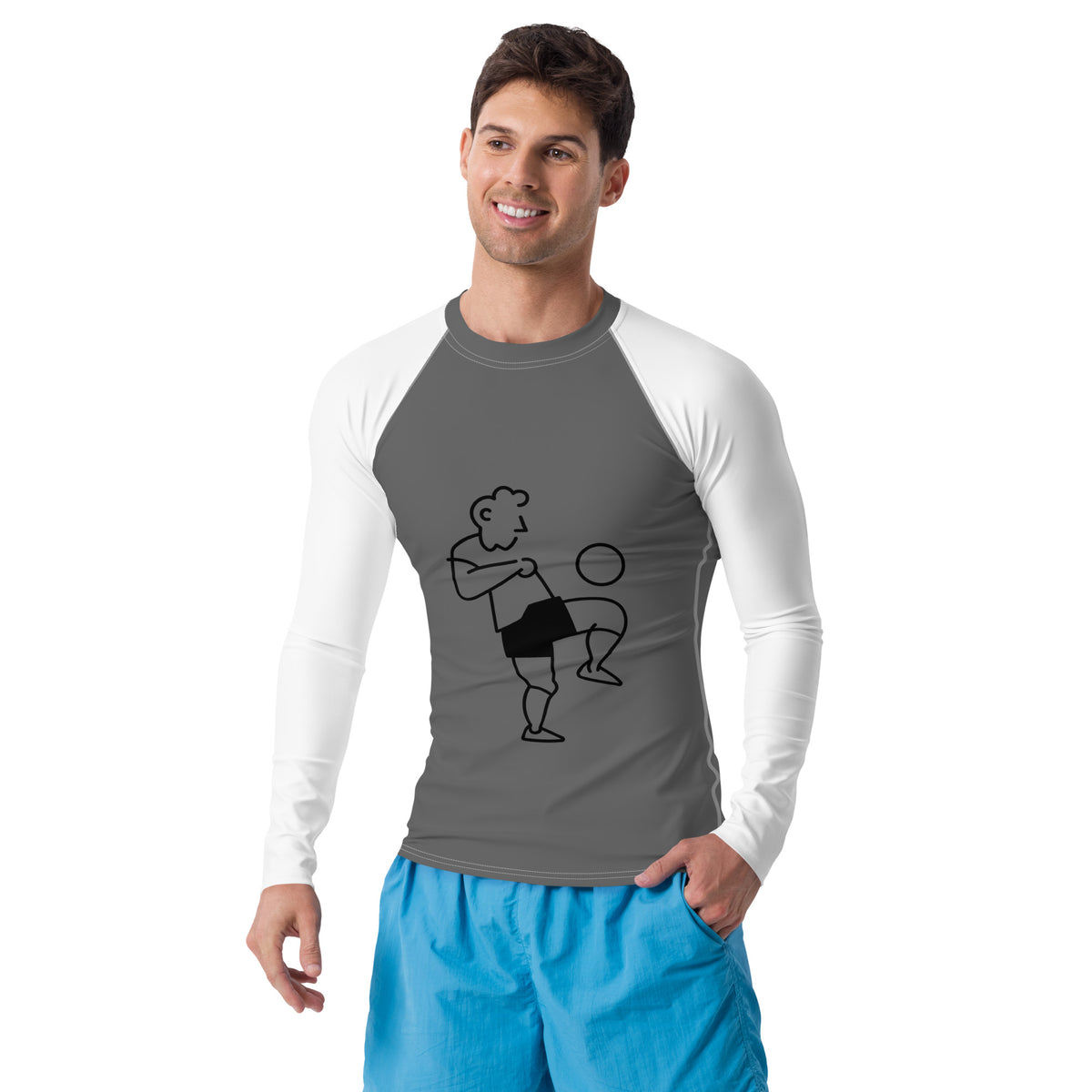 Men's Grey & White Soccer Rash Guard