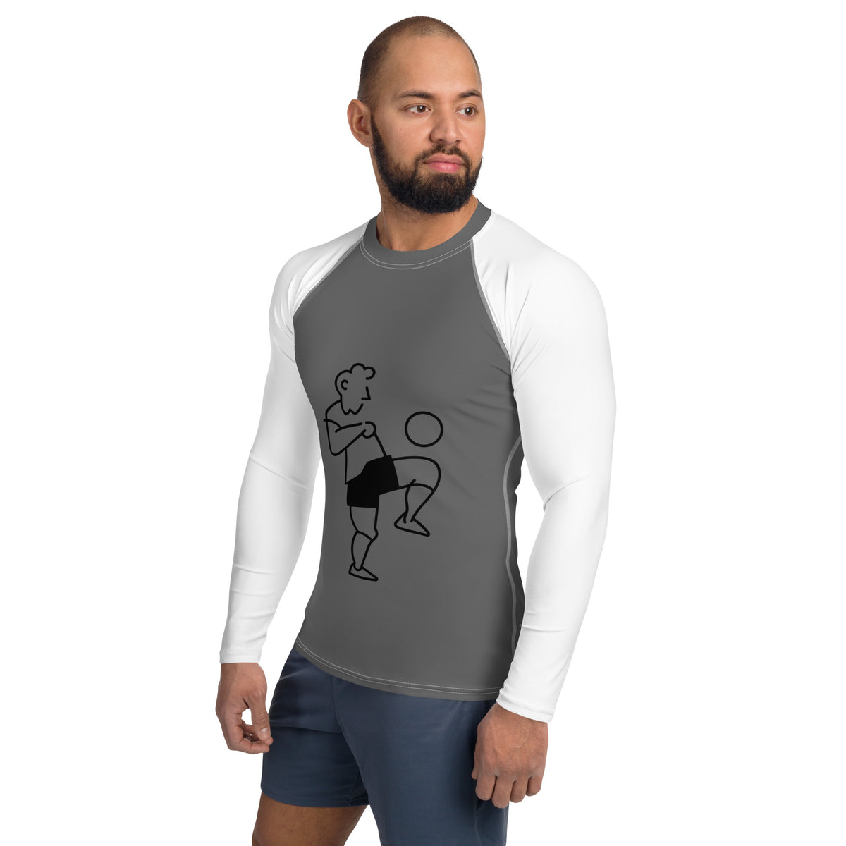 Men's Grey & White Soccer Rash Guard