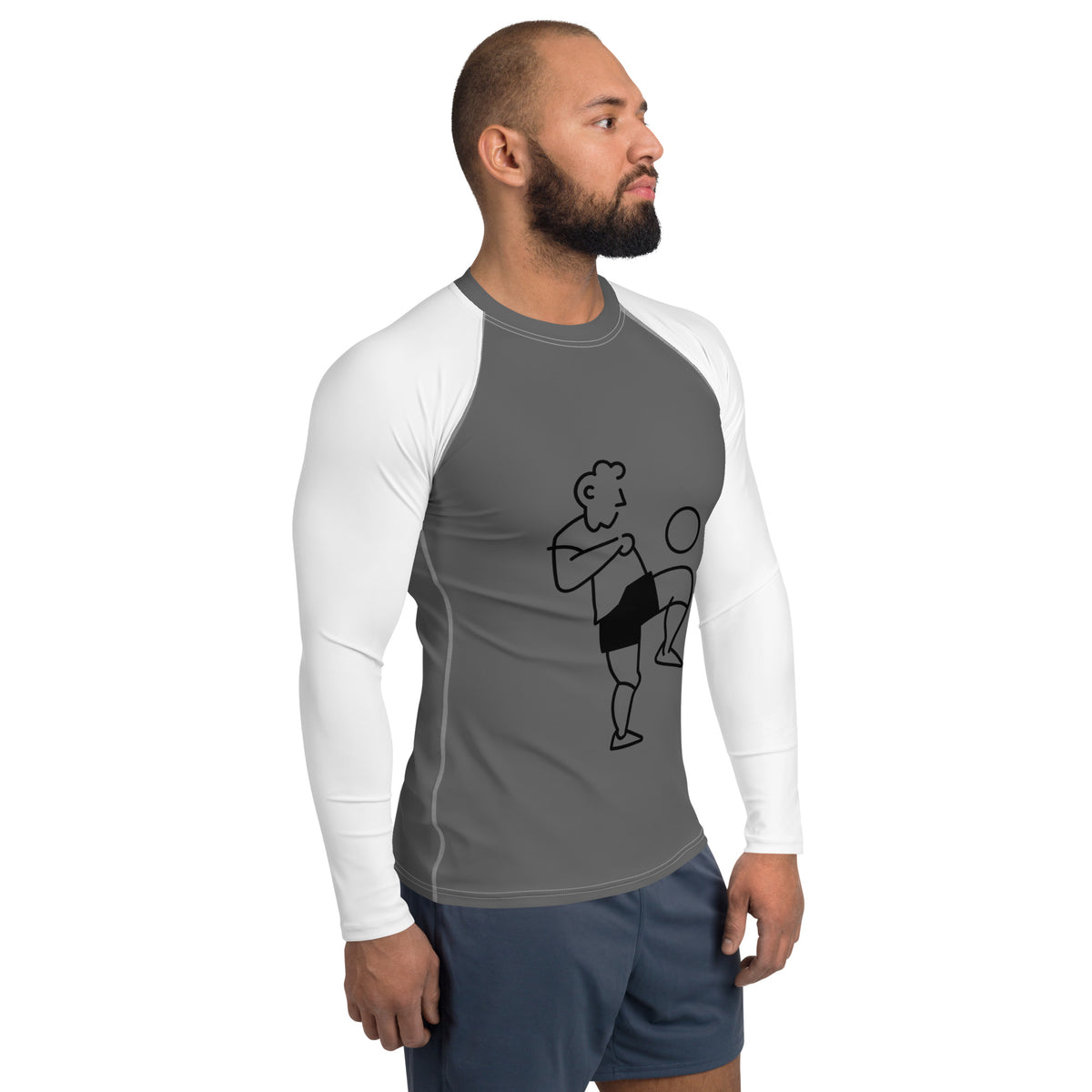 Men's Grey & White Soccer Rash Guard