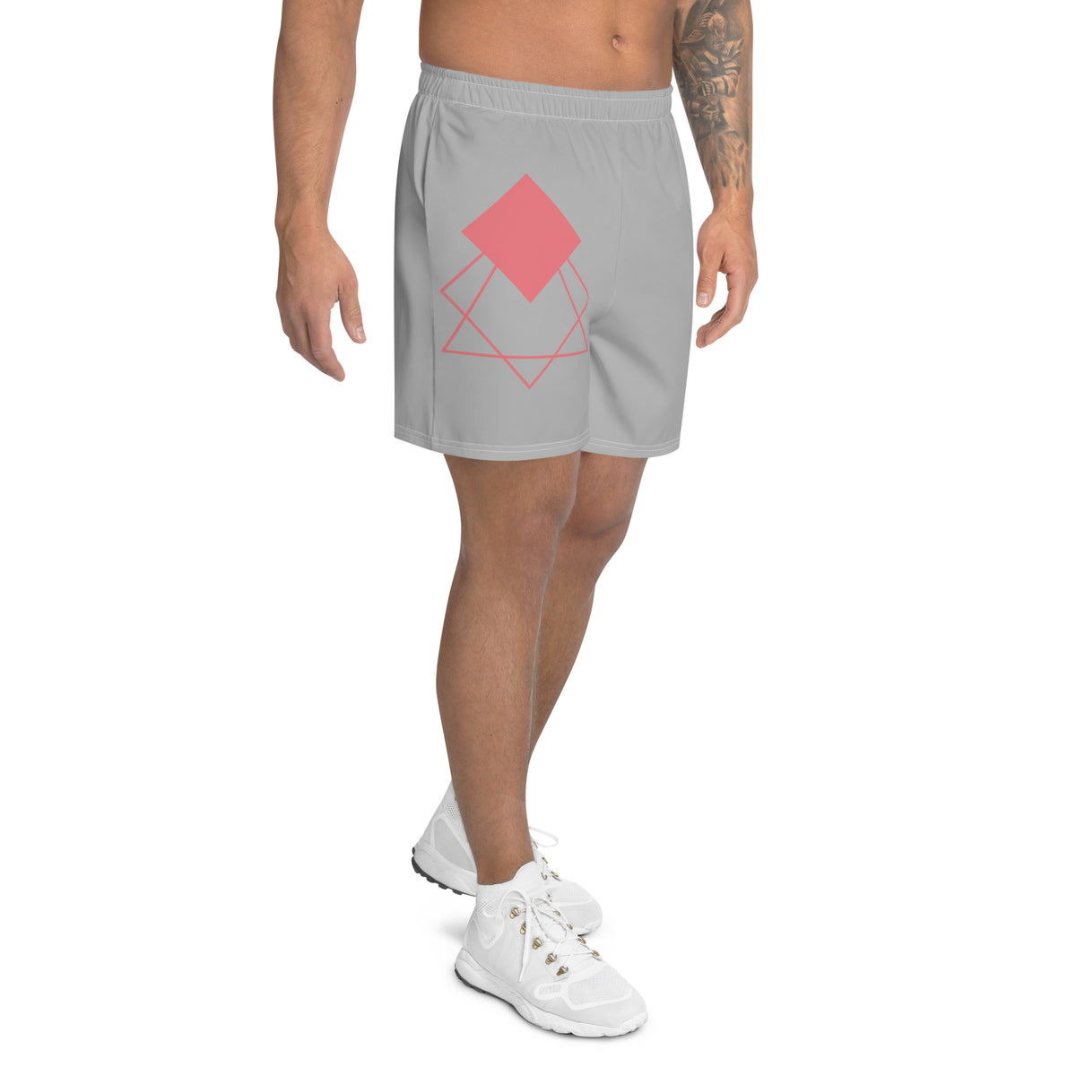 Silver Abstract Men's Athletic Long Shorts