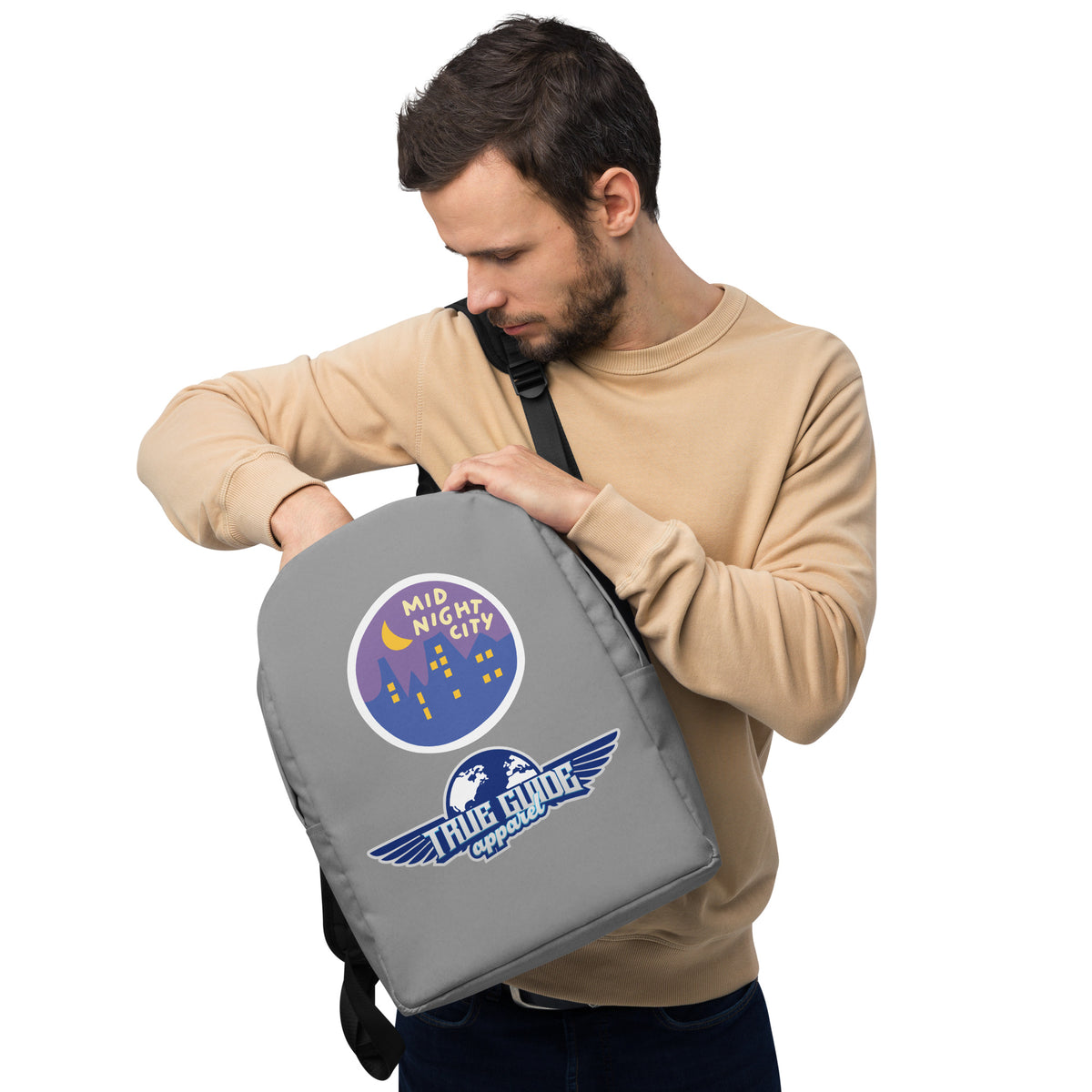 Mid Night City Nobel Grey Minimalist Backpack