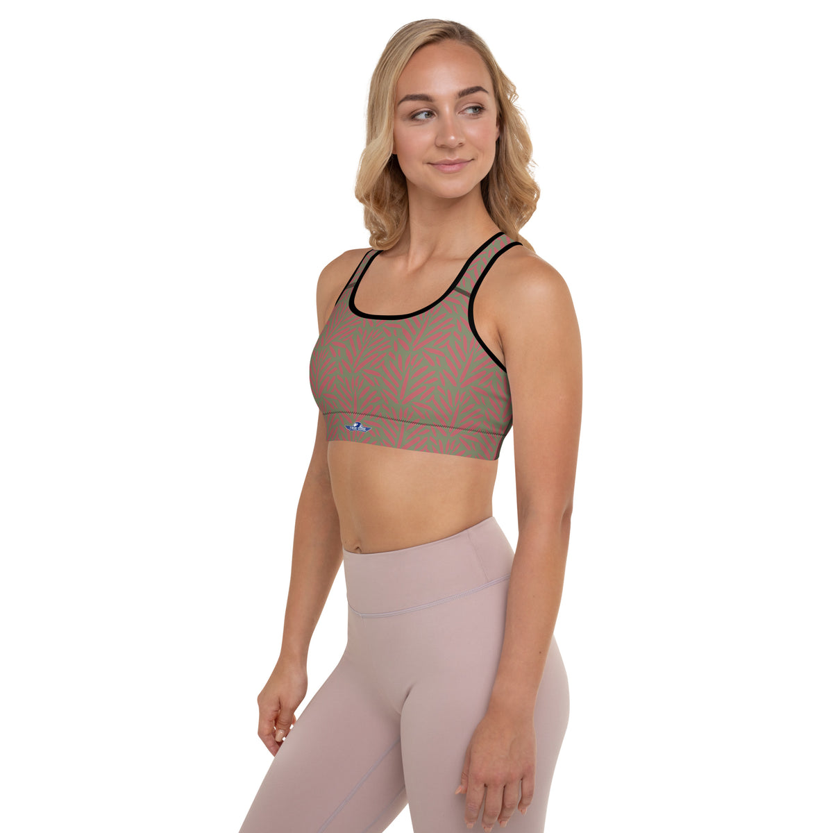 Grey Abstract Padded Sports Bra