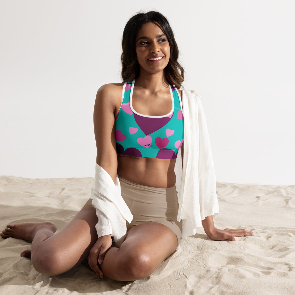 Iris Blue Hearts Padded Sports Bra