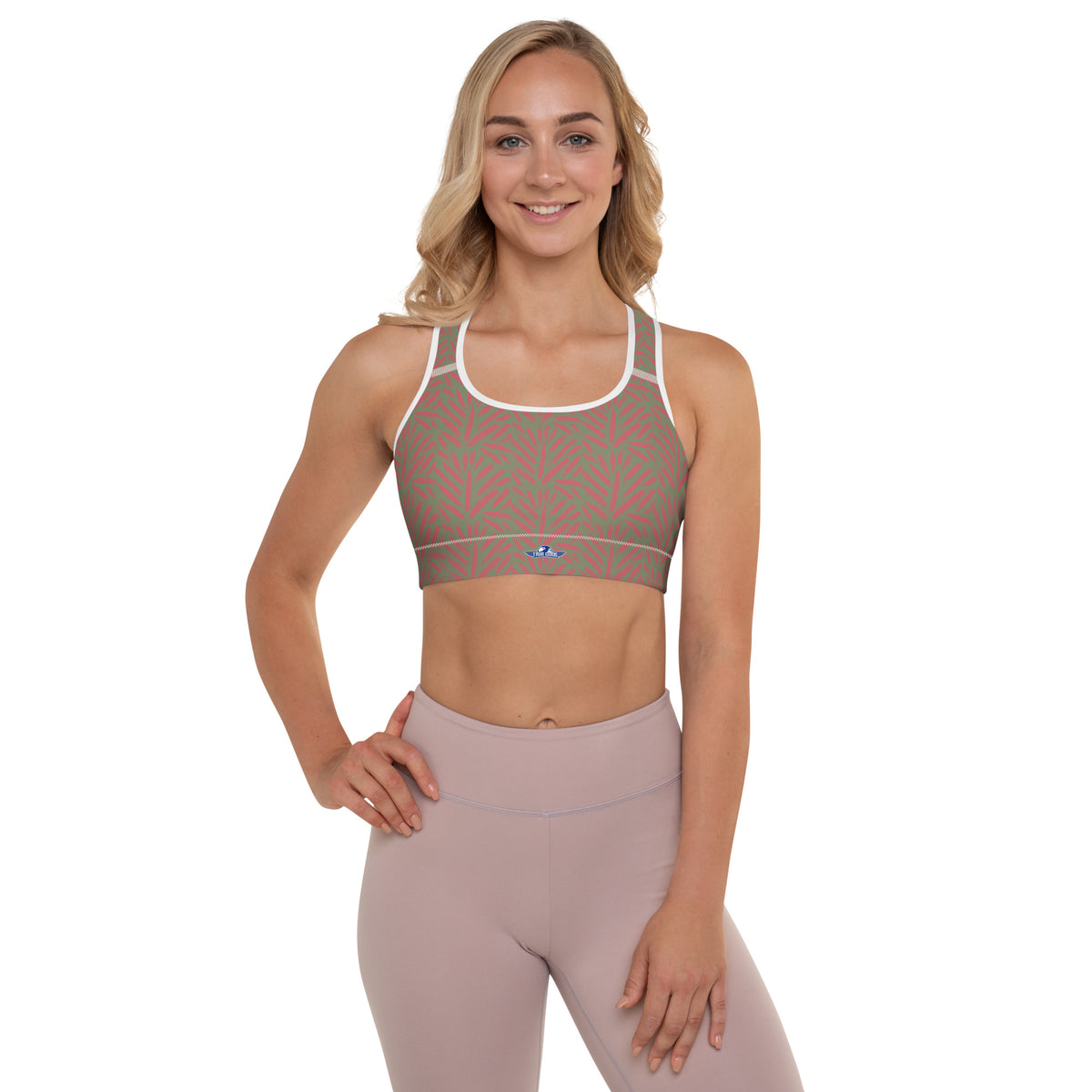 Grey Abstract Padded Sports Bra