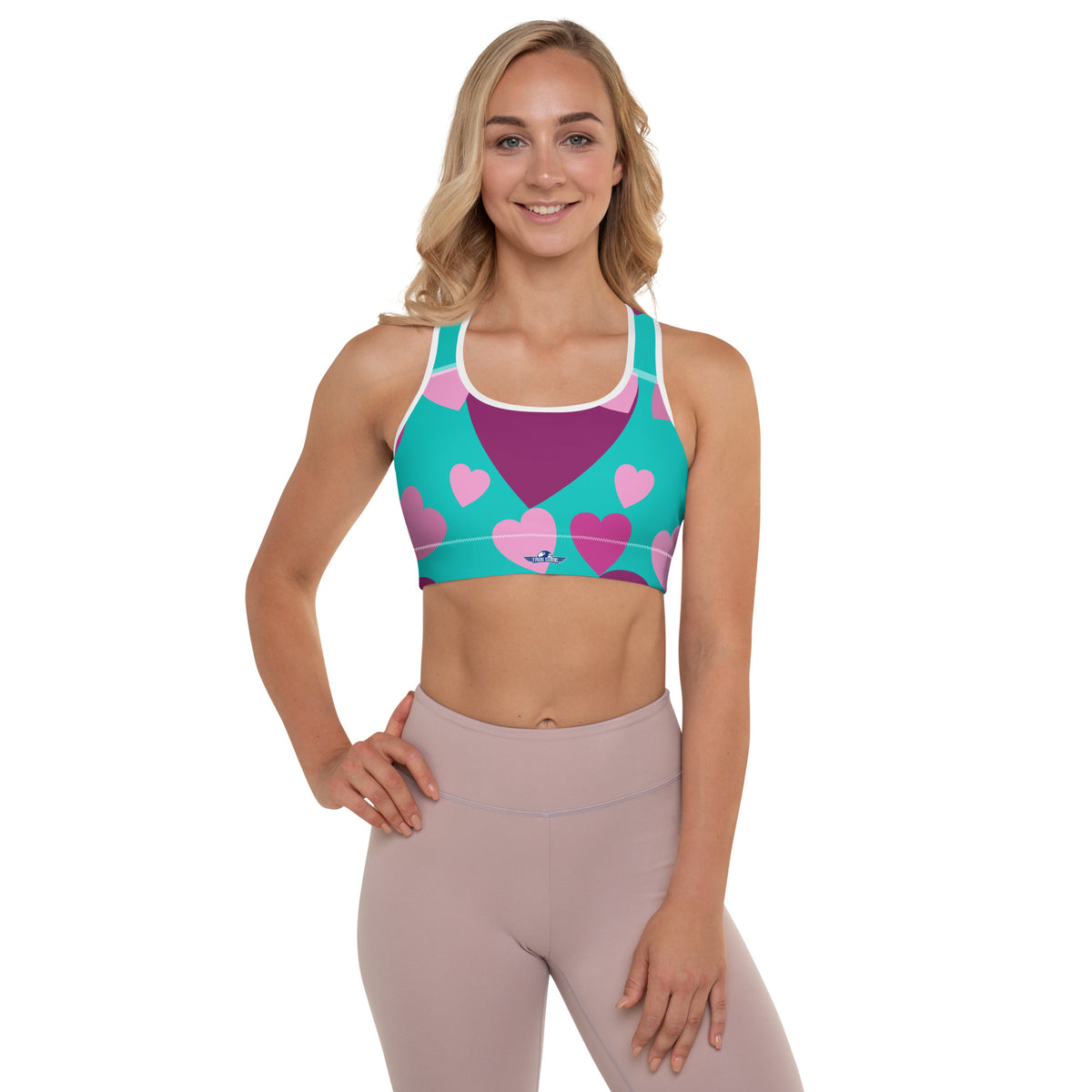 Iris Blue Hearts Padded Sports Bra