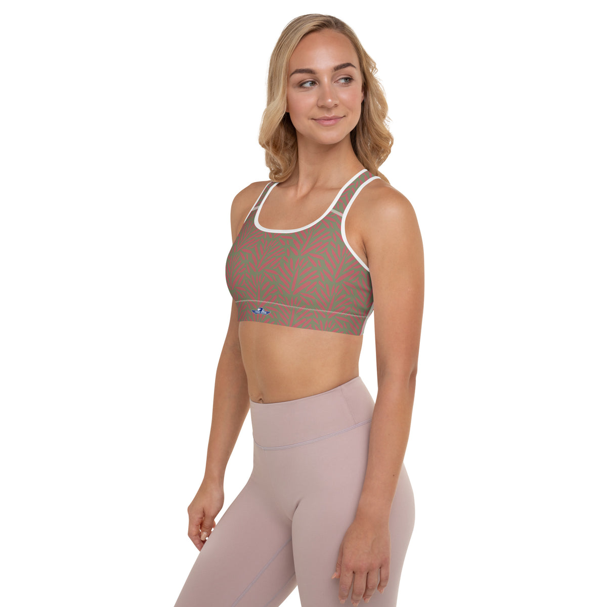 Grey Abstract Padded Sports Bra