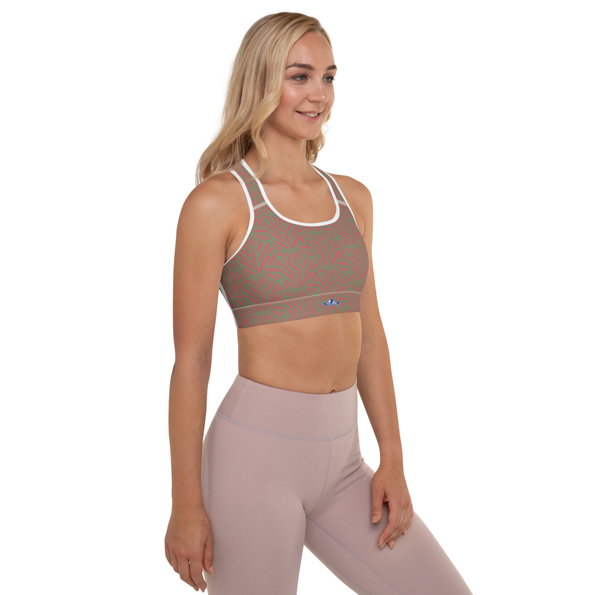 Grey Abstract Padded Sports Bra