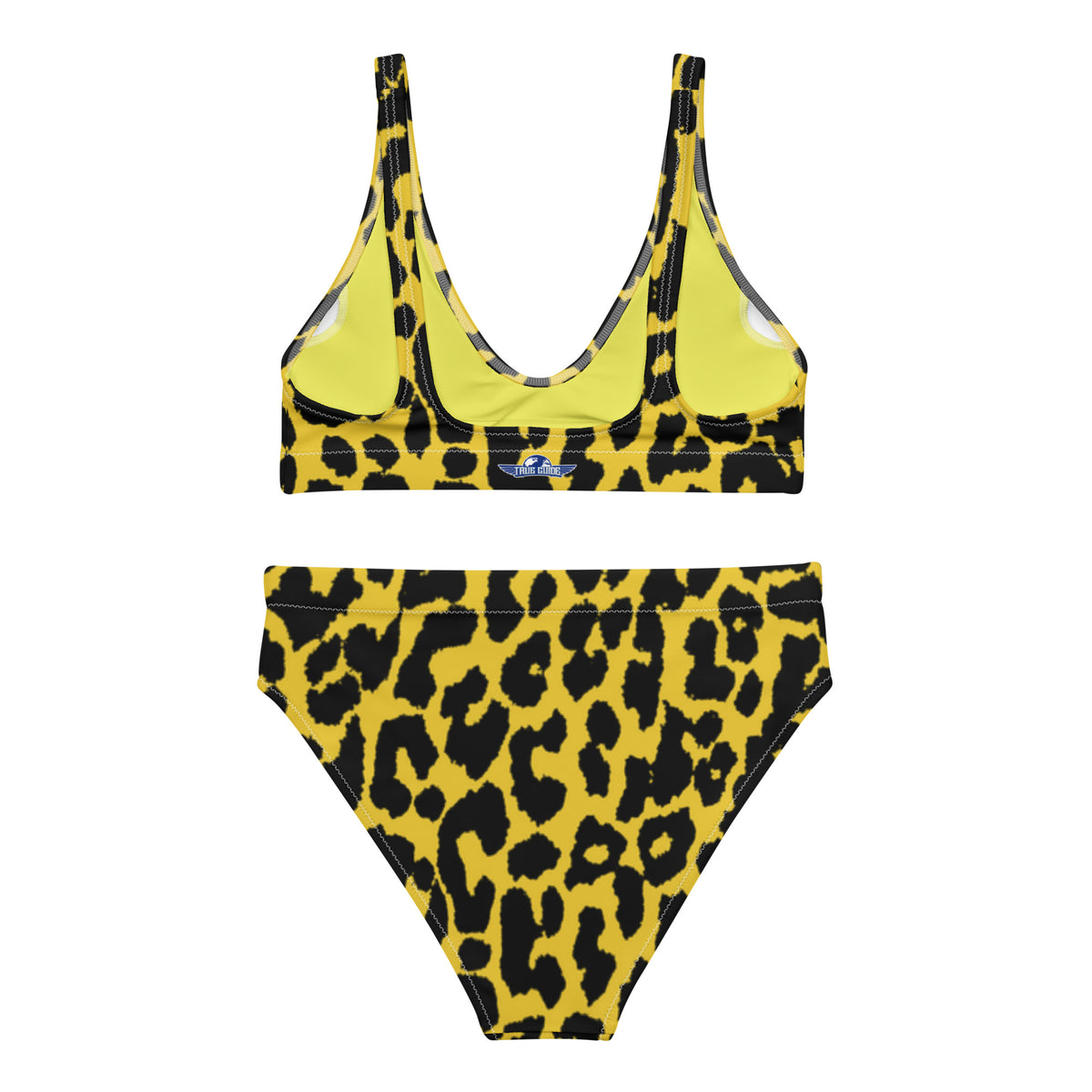 Yellow Leopard Print high-waisted bikini