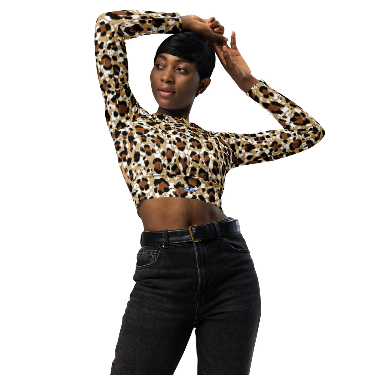 Jaguar Spots Recycled Long-Sleeve Crop Top