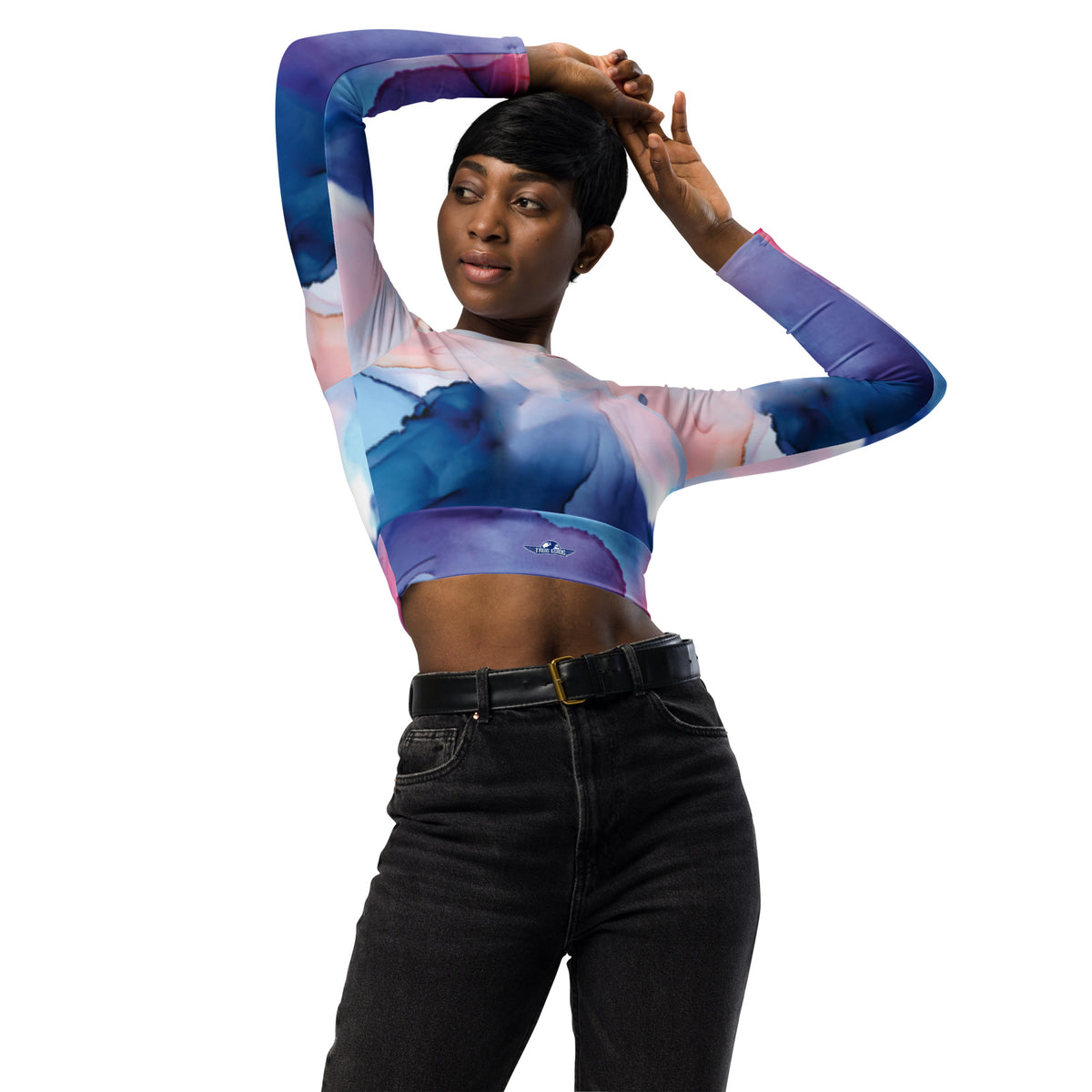 Recycled long-sleeve crop top