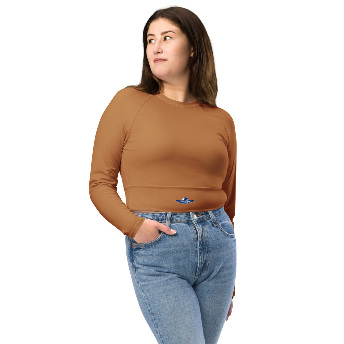 Nude Recycled Long-Sleeve Crop Top