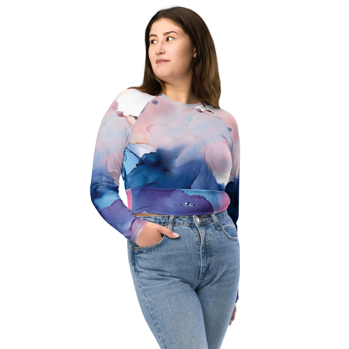 Recycled long-sleeve crop top