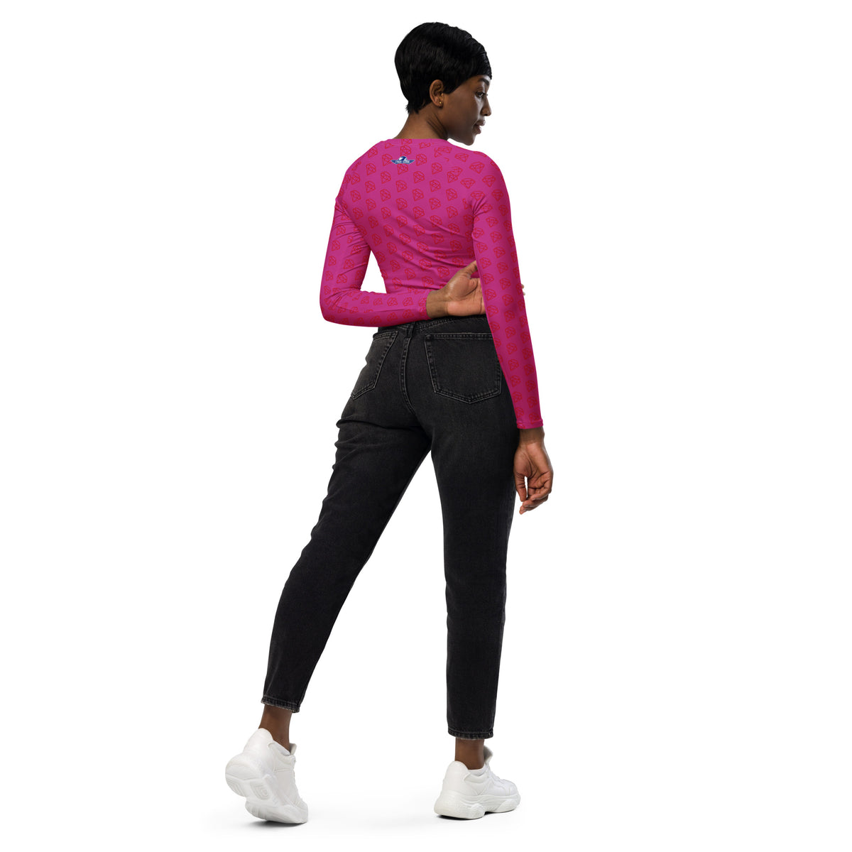 Medium Red Violet Diamonds Recycled Long-Sleeve Crop Top