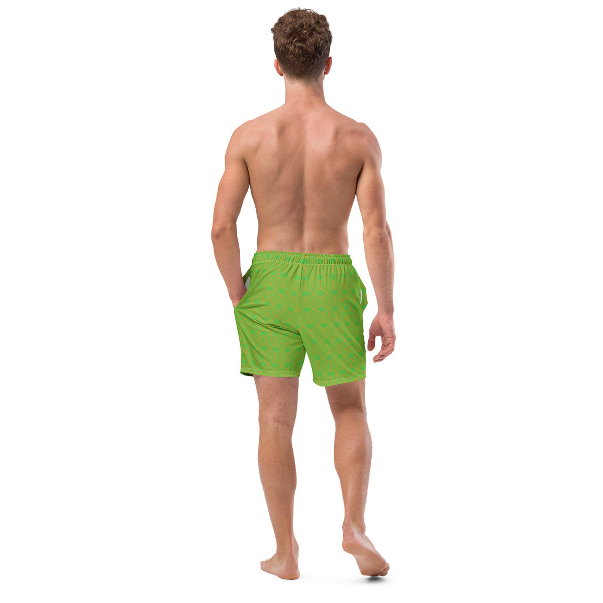 Kelly Green Geometric Men's swim trunks