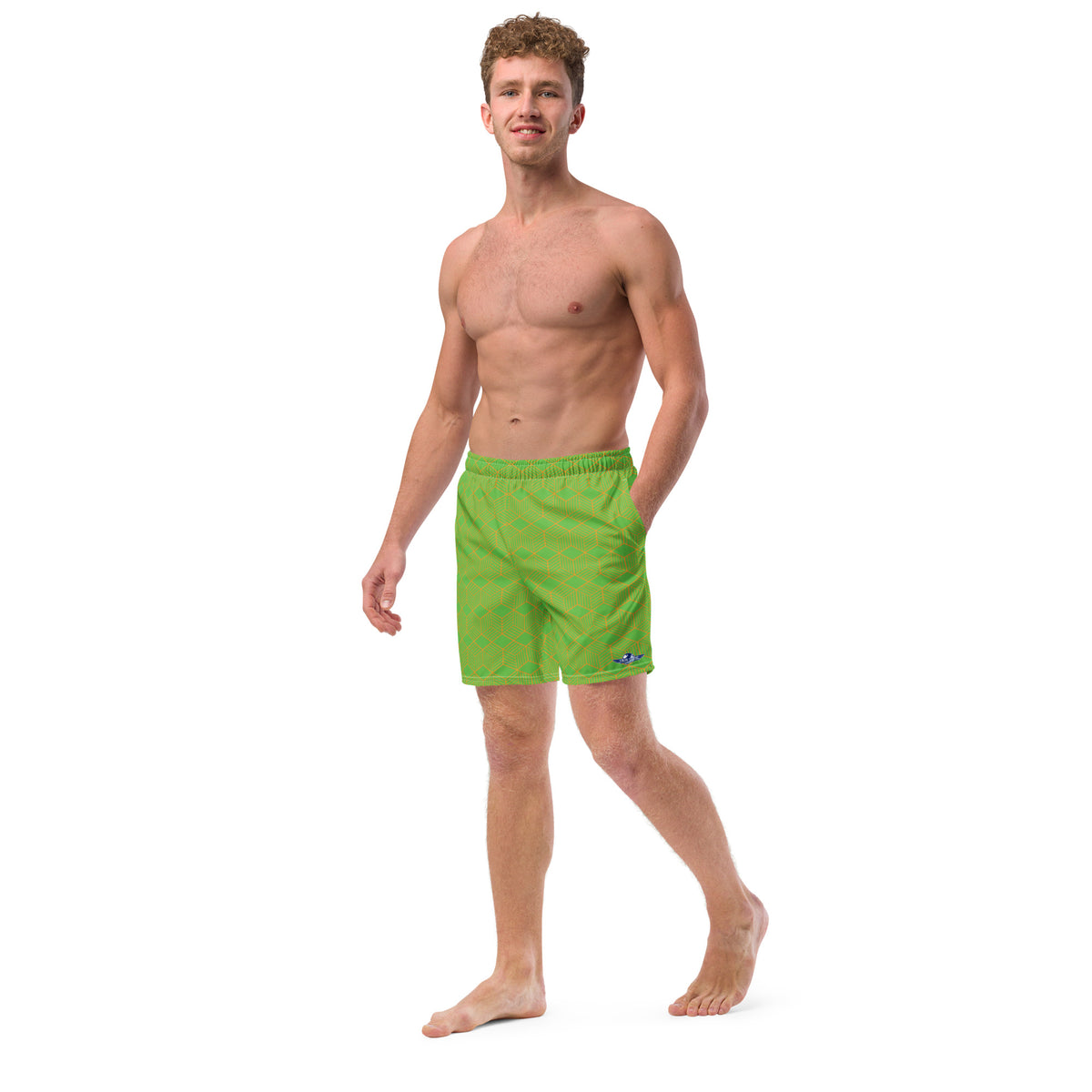 Kelly Green Geometric Men's swim trunks
