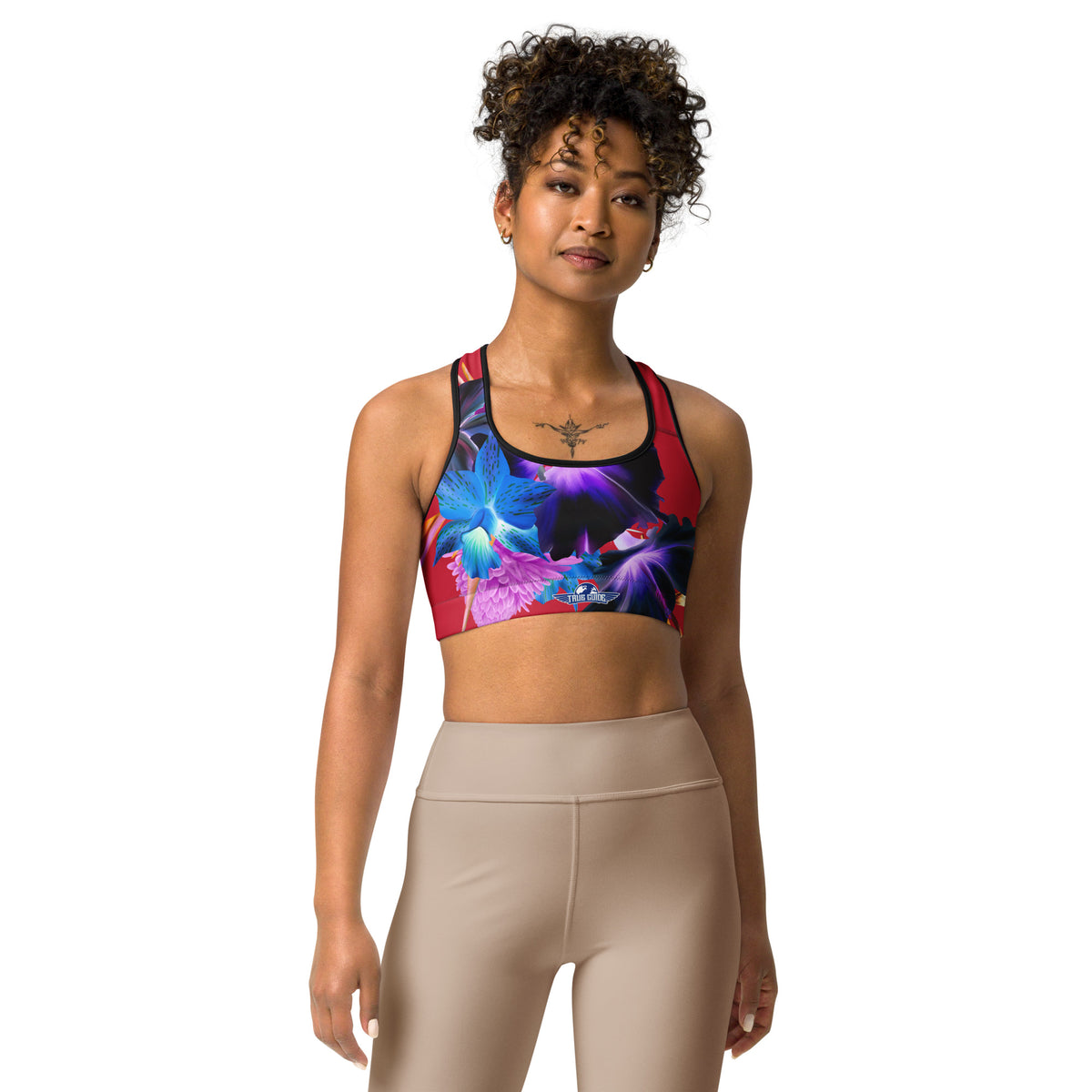 Red Flower Blooms Sports Bra