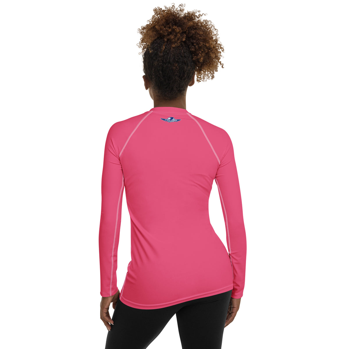 Women Brink Pink Work Hard Push Harder Rash Guard Active Wear