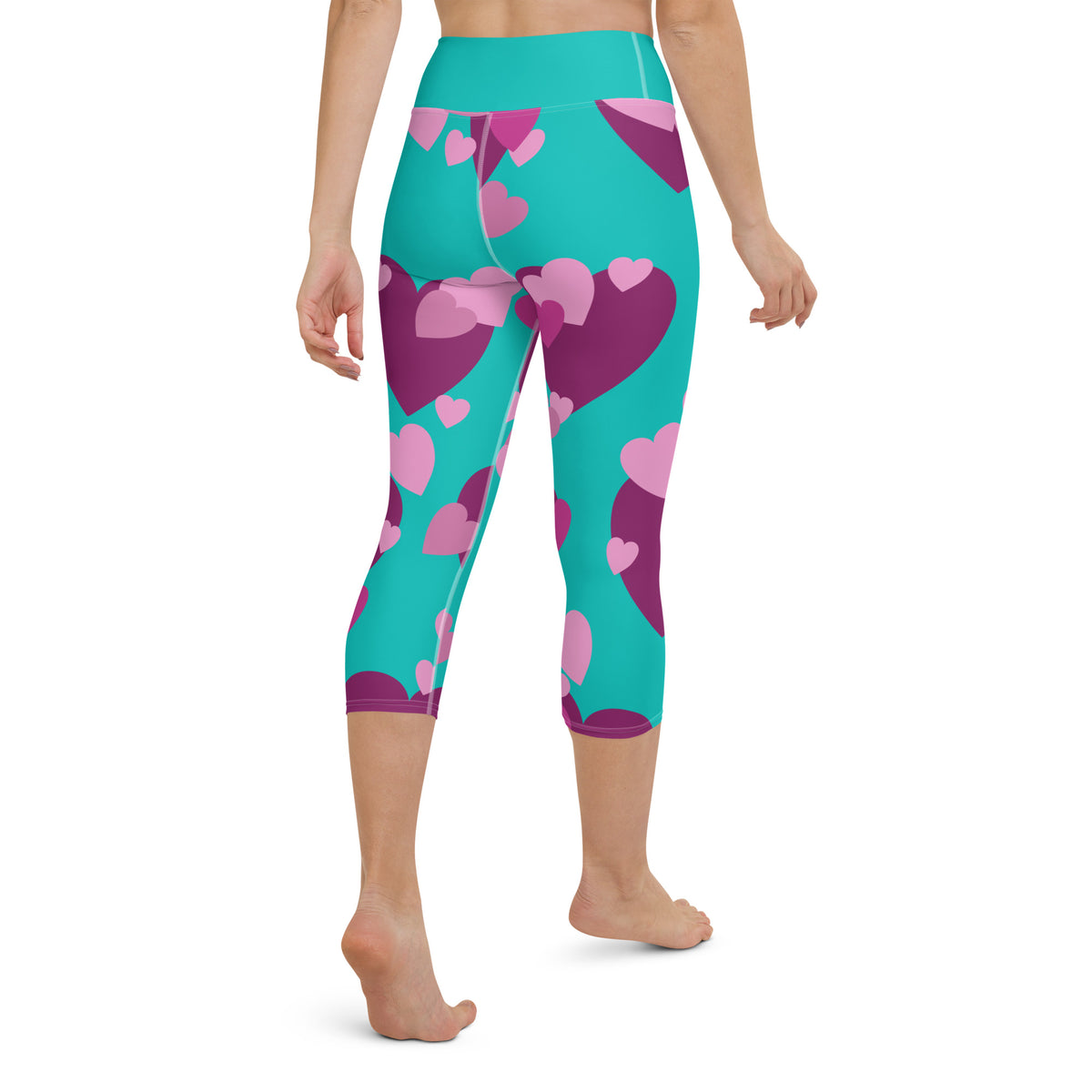 Iris Blue Hearts Yoga Capri Leggings