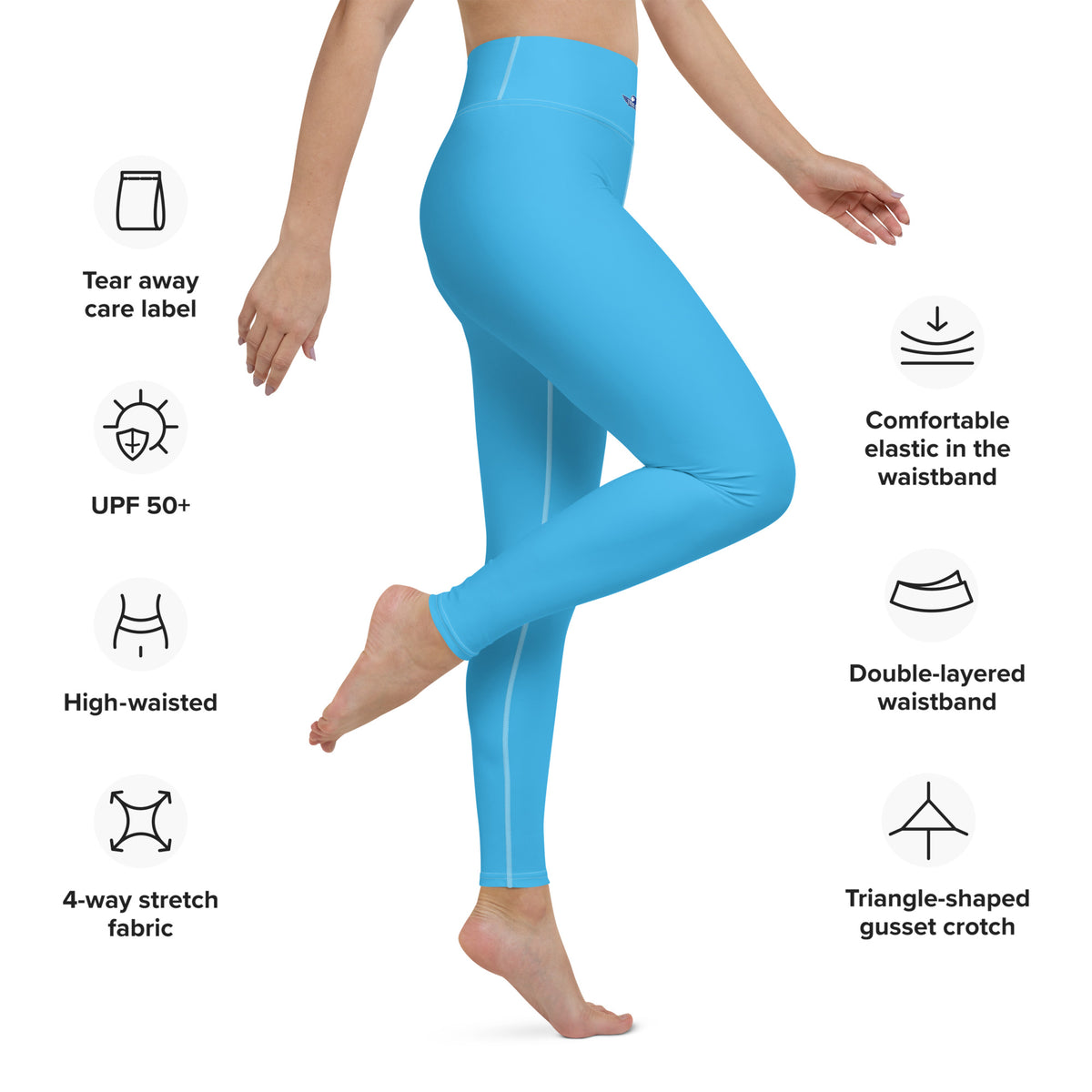 Deep Sky Blue Yoga Leggings