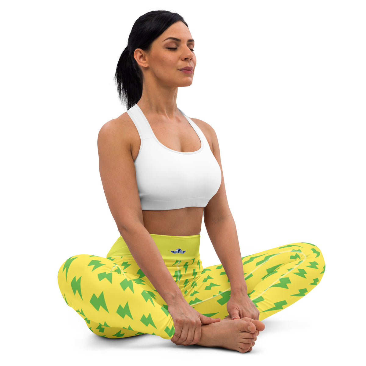 Yellow & Kelly Green Bolt Yoga Leggings