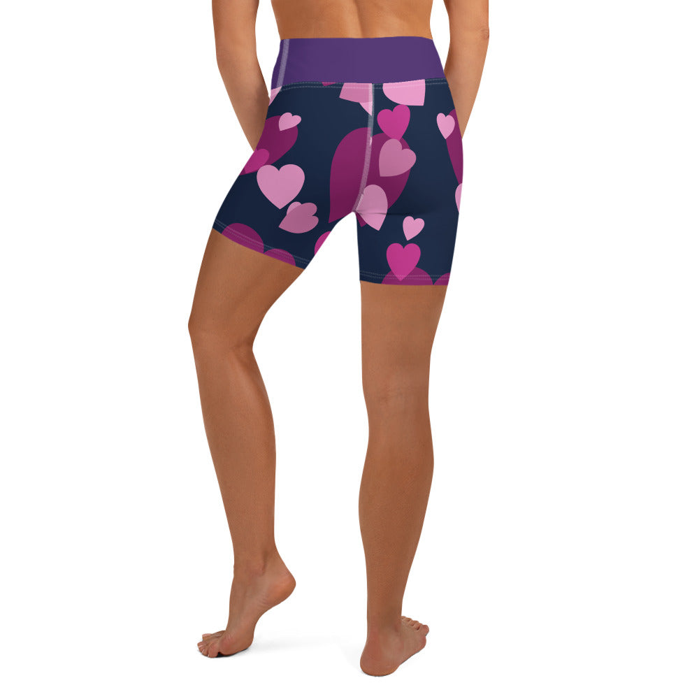 Purple Hearts Yoga Shorts