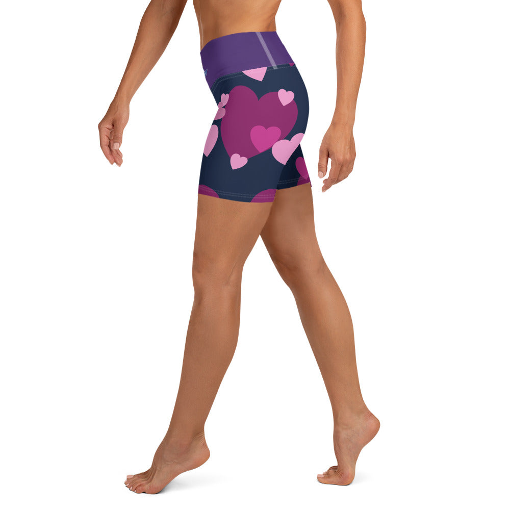 Purple Hearts Yoga Shorts